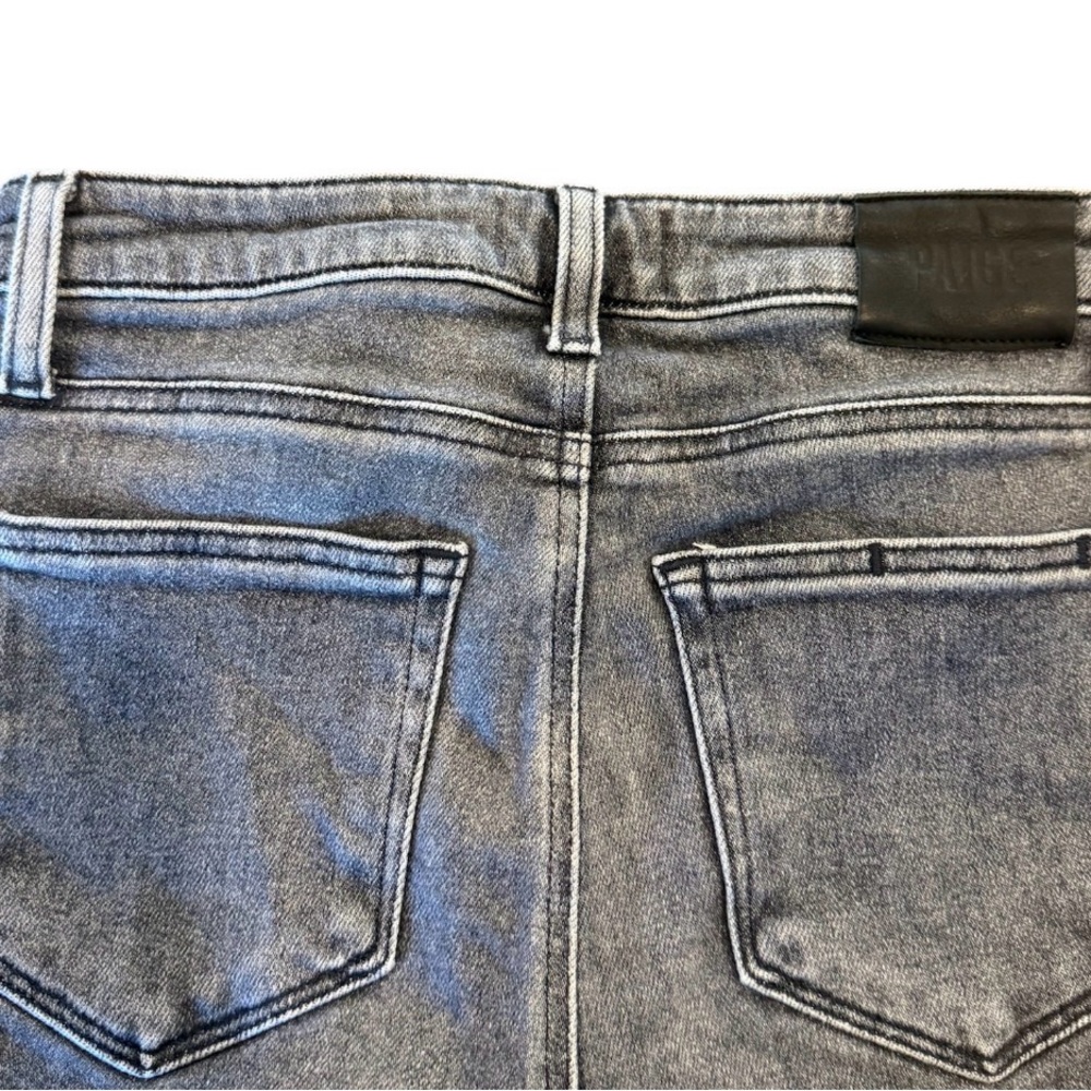 PAIGE Cindy High Rise Straight Leg Raw Hem Jeans Ash Black Gray 28 - Picture 10 of 12